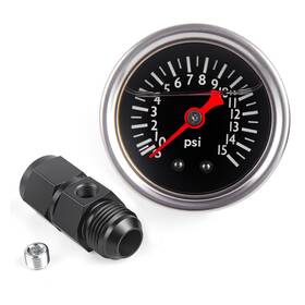 An10-18npt-an10-f-15 Cnraqr Universal 0-15 Psi Fuel Pressure Gauge With 10an To -10 Flare Adapter