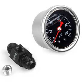 An6-18npt-an6-100 Cnraqr Universal 0-100psi Fuel Pressure Gauge 1/8 Inch Npt Oil Press 6an Male To