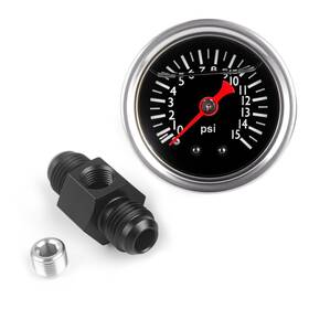 An6-18npt-an6-15 Cnraqr Universal Fuel Pressure Gauge 0-15 Psi With 6an Fitting Adapter 1/8 Inch Npt