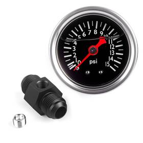 An8-18npt-an8-15 Cnraqr Universal 0-15 Psi Fuel Pressure Gauge With 8an Male Fitting Adapter