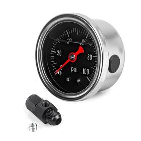 An8-18npt-an8-f-100 Cnraqr Universal Fuel Pressure Gauge 0-100 Psi 1/8 Inch Npt With 8an Fitting Adapter
