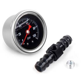Barb-1-2-100 Cnraqr Universal 0-100 Psi Fuel Pressure Gauge With 1/8 Inch Npt And 1/2 Barb Adapter