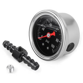 Barb-3-8-100 Cnraqr Universal 0-100psi Fuel Pressure Gauge 1/8 Inch Npt Oil Press With 3/8 Bar