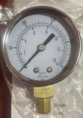 M208lb200-c Control Air Pressure Gauge 2 Inch Face 1/8 Bottom 0-200 Psi 0-13.8 Bar Brass