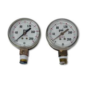 05-022-402 Cpi Control Products Inc. Lot Of 2 Brass Pressure Gauges 0-200 Psi - Inch Use No Oil Oxygen Safe Dia