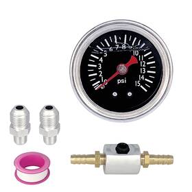 Cy021 Cyonruan Fuel Pressure Gauge With 6an To 1/8 Npt Fitting Adapter Kit 0-15psi 1-1/2 Inch