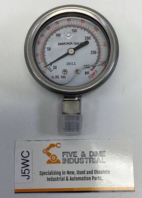 401lsfw-254ch De-mar Dem100-52 2-1/2 Inch Silicone Filled Ammonia Gauge 30 Hg To 300 Psi