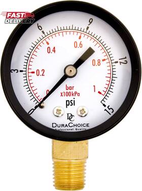 Pa204l-015 Durachoice 2 Inch Utility Pressure Gauge For Water Oil Gas 1/4 Npt Lower Mount Black Steel