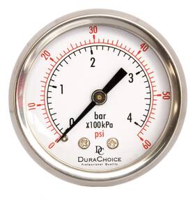 Pb204b-060 Durachoice 2 Inch Oil Filled Pressure Gauge Ss Case 1/4 Npt Center Back Mount 0-60psi