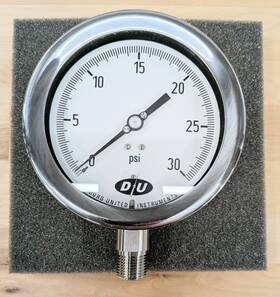 42070333-cert Duro Pressure Gauge Stainless 30psi 4 1/2 In Dial Npt New