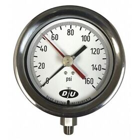 Duro 42070613-maxhand Pressure Gauge 0 To 160 Psi 1/4 In Mnpt Silver