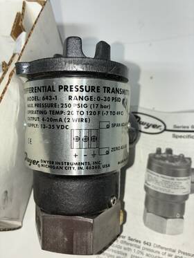 33052501 Dwyer 643-1 Instruments Differential Pressure Transmitter 0-30 Psid Nib Nos