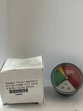 Dci-20 Dynamic Fluid Components 49069 2 Inch Filt Gauge With 60psi Filter Bypass Nos