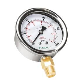 Elecall 313111084037 100psi Silicone Oil Filled Pressure Gauge For Water Air
