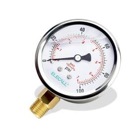 Npg25yc-100 Elecall 2-1/2 Inch Glycerin Filled Pressure Gauge 0-100psi 1/4 Npt Low