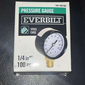 1001 Everbilt 098 900 Pressure Gauge 1/4 Inch 100 Psi Steel Case With Lower Mount Brass Connect 1001 Everbilt 098 900 Pressure Gauge 1/4 Inch 100 Psi Steel Case With Lower Mount Brass Connect