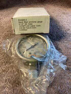 Exa903-3 Exactrix 24 Liquid Filled Ammonia Gauges 2-1/2 Inch Ss Case 1/4 Npt 0-3000 Psi New