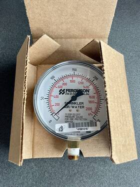 111.10sp.100.2017 Ferguson Fire & Fabrication Inc. 4 Inch And Air/ Water - 300 Psi Pressure Gauge Tested