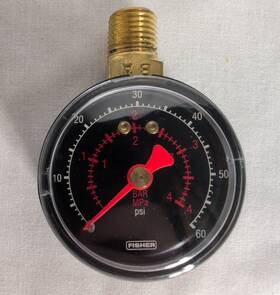 11b8582x022 Fisher Pressure Gauge - 0-60psi 4 Bar 2 Inch Face 1/4 Npt Top Mount New