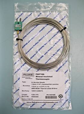 Pa0718a Fluke Datapaq New Type K Mineral Insulated Thermocouple 6.0 Meter F2