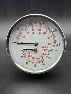 2-30-000203 Fulton Boiler Part Pressure/temperature Gauge 0-300 Psi 70 -320