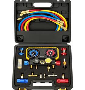 Gmt210029 Gallopmax Ac Gauge Set 4 Valve Manifold Hvac Recharge Kit With Hoses Upgrade