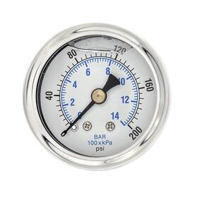 202lf-158 Gauge Stainless Steel Liquid Filled Pressure Back Mount 1/8 Inch Npt 1.5 Face Dial
