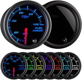 Gs-t711-sm Gauges Tinted 7 Color 100 Psi Fuel Pressure Gauge Kit - Includes Electronic Sensor Bl
