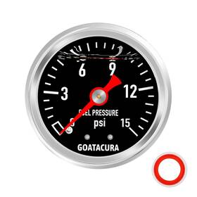 Gauge1-1 Goatacura 711181381146 0-15psi Glycerin Filled Fuel Pressure Gauge1-1/2 Inch Black Dial Size 304 Stainless