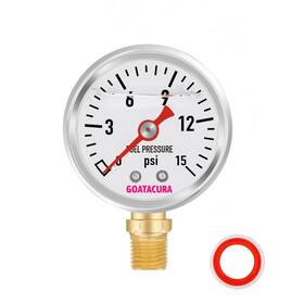 Ga007 Goatacura 0-15psi Glycerin Filled Fuel Pressure Gauge 1-1/2 Inch Dial Size 304 Stainless