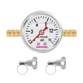 Ga011 Goatacura 0-15psi Glycerin Filled Fuel Pressure Gauge Kit 1-1/2 Inch Dial Size