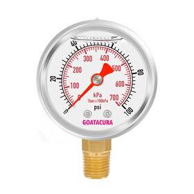 Ga021 Goatacura 0-100psi/kpa Glycerin Filled Pressure Gauge 2 Inch Dial Size 304 Stainless Steel C