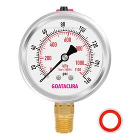 Ga032c Goatacura Pressure Gauge To 160psi 2.5 Inch Dial Size 1/4 Npt Lower Mount For Water Pump