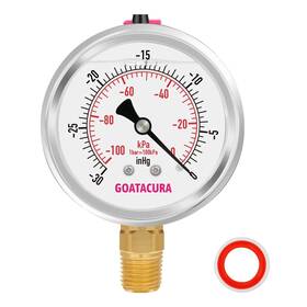 Kpa-0 Goatacura Ga035 30inhg/kpa-0 Glycerin Filled Vacuum Pressure Gauge 2-1/2 Inch Dial Size 304 St