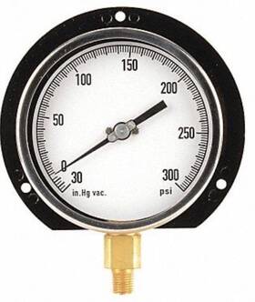 11a494 Grainger D8433 Process Compound Gauge 30 To 300 Hg/psi 4.5 Inch Dial 1/4 Mnpt Hvac