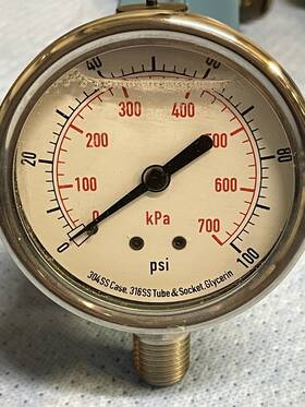 4cfh4a Grainger Pressure Gauge 0-100 Psi Stainless Steel 2-1/2 Inch Dia. Glycerin Filled