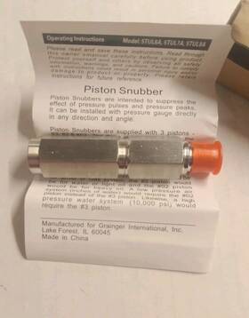 5tul6a Grainger New. Pressure Gauge Snubber Stainless Steel Piston 1/4 Inch Npt 5 000 Psi