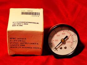 5wz41 Grainger 2 Inch Back Mount Air Pressure Gauge 0-160 Psi 1/4 Npt - New In Box