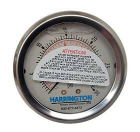 Harrington 427281880917 Pressure Gauge 213.53 2.5 Inch 30 Psi 2nd Scale 1/4 Npt Back Mount