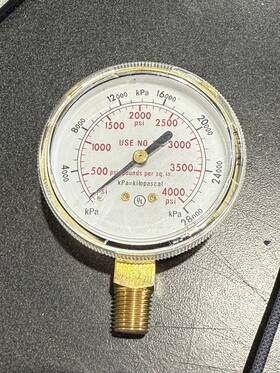 9006050 Harris 0-4 000 Psi Pressure Gauge With 1/4 Inch Mnpt Bottom Mount Connection