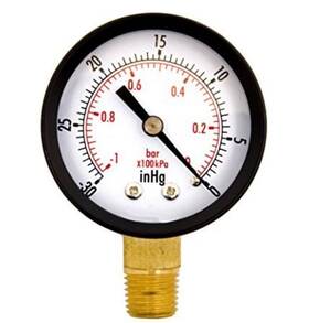 15434-ns Hfs 2 Inch Dry Utility Vacuum Pressure Gauge Steel 1/4 Npt Lower Mount -30hg/0psi