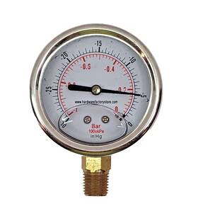 15441 Hfs 30hg/0 Psi Oil Filled Vacuum Pressure Gauge 2.5 Inch Dial 1/4 Npt Lower Mount