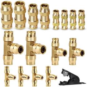17pcs-straight-tee Hitchvoyager 17pcs Dot Brass Air Brake Line Fittings Kit 1/4 Inch 3/8 1/2 Push