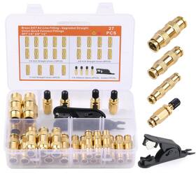 Dablf28 Hotrose 27pcs Brass Dot Air Line Fittings Kit 1/4 3/8 1/2 Quick Connect Fitti