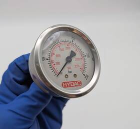 50774514 Hydac Pressure Gauge 0-250 Bar 2.5 Inch G1/4b Rear Mount Liquid Filled