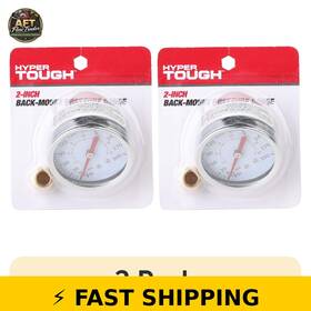 Hyper Tough 460293864435 2-inch Brass And Steel Pressure Gauge 2-pack