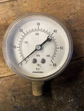 J4846 Industrial Mro J4842 Marsh Instrument Company 2.5std 1/4npt 0-60psi In Box Steam Punk Art Gauge