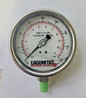4npt-gf-bt Insta-flow Pressure Gauge 4n-eb-1/4npt-gf-bt Liquid Filled 0-160 Psi