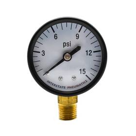 G2012-015 Interstate Pneumatics 791674925163 Pressure Gauge 15 Psi 2 Inch Diameter1/4 Npt Bottom Mo