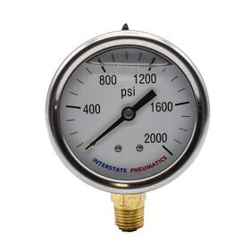 G7022-2000 Interstate Pneumatics 791674961512 Oil Filled Pressure Gauge 2000 Psi 2-1/2 Inch Dial 1/4 Inc